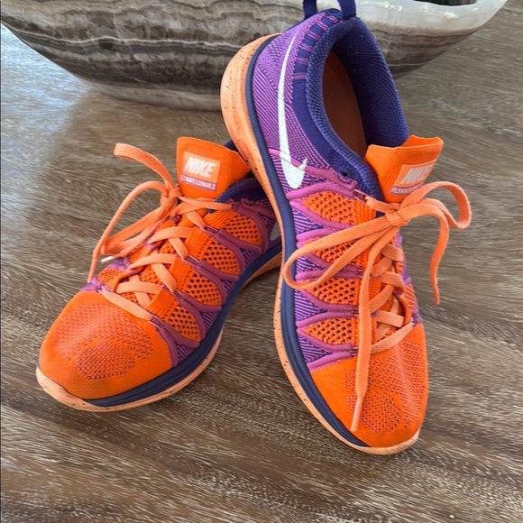 Nike Shoes - Nike flyknit lunar 2-Orange and Purple Athletic Shoes Lightweight